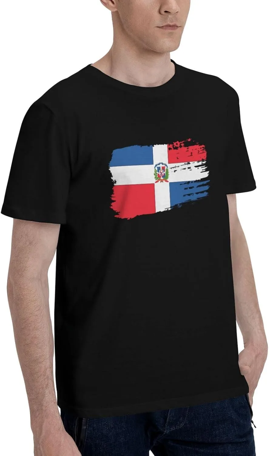 Футболка с коротким рукавом Dominican Republic, мужская, уличный стиль, хлопковая, повседневный топ Generic, черный — фото 3