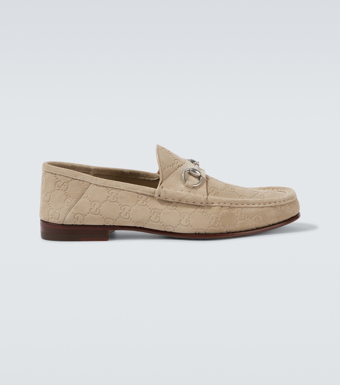 

Лоферы Horsebit 1953 GG с тиснением на замше Gucci, Oat/Oat/Oat
