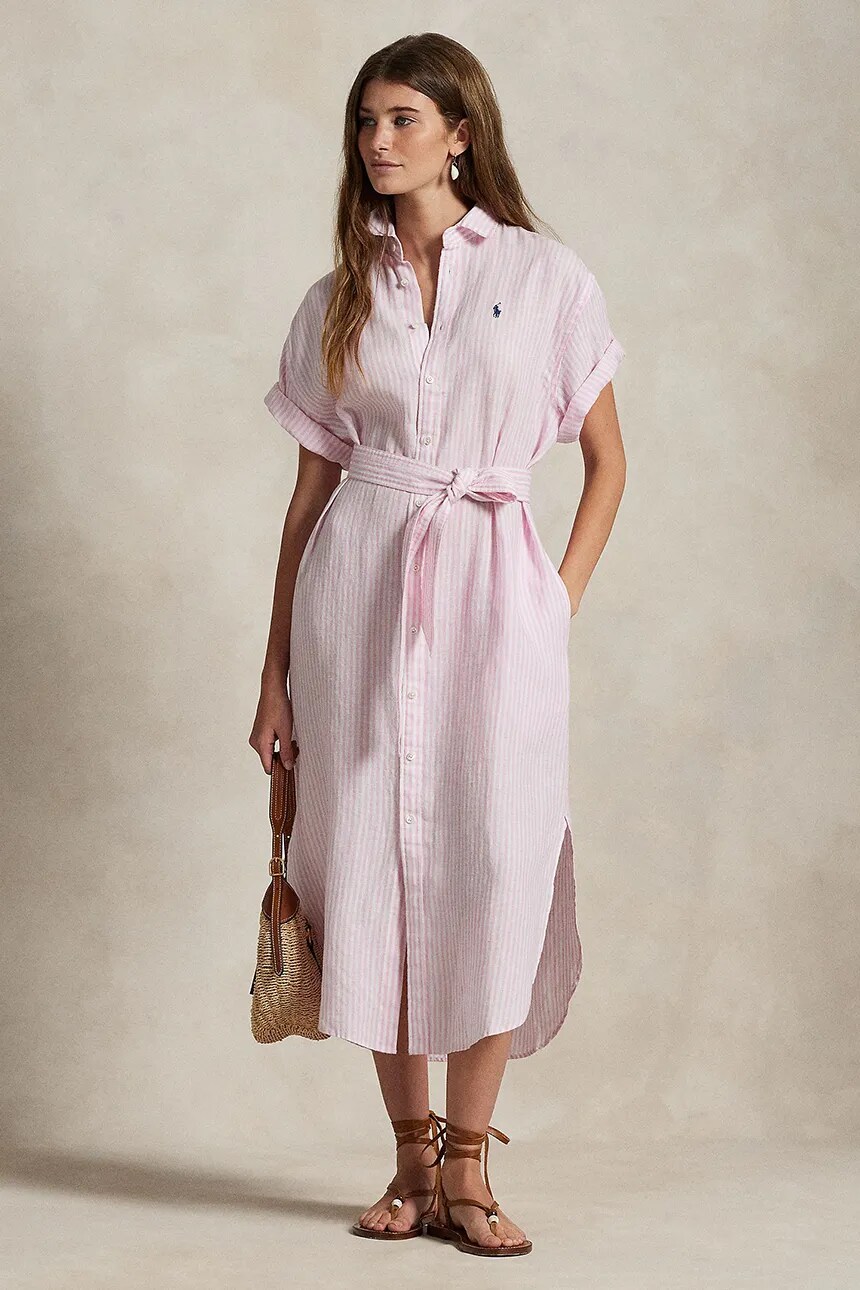 

Льняное платье Polo Ralph Lauren, белый