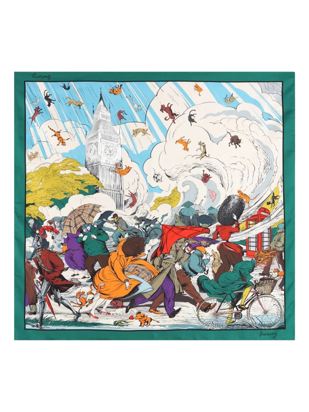 

Шелковый шарф с принтом Burberry, синий