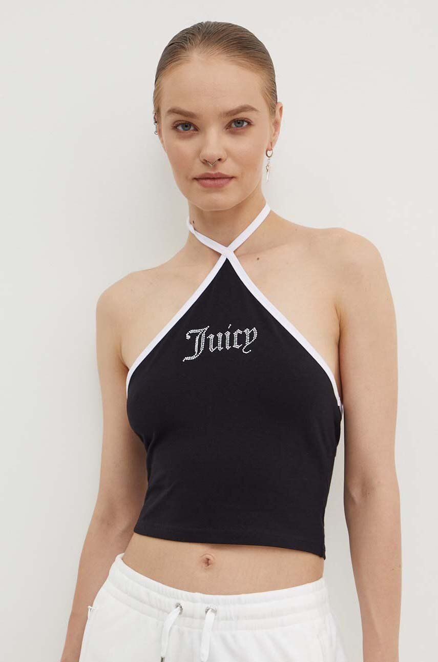 

КОНТРАСТНЫЙ ТОП С ПЕРЕСЕСТКОЙ НА ХАЛТЕРЕ Juicy Couture, черный