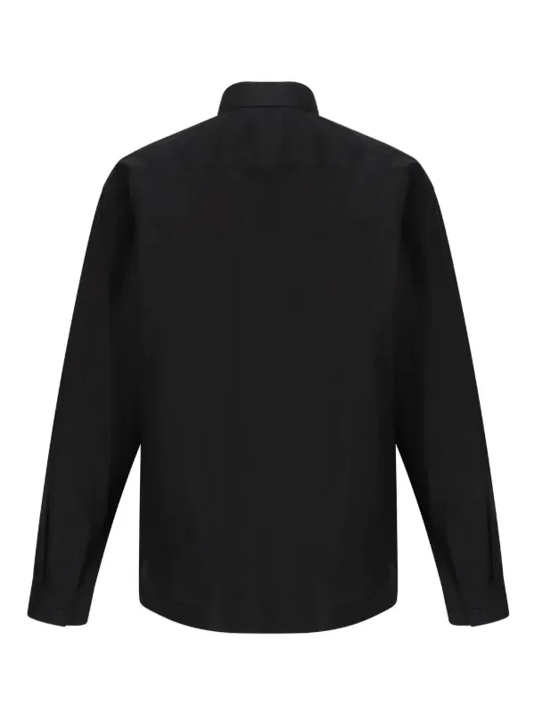 Хлопковая рубашка с вышитым логотипом Balenciaga, черный — фото 2