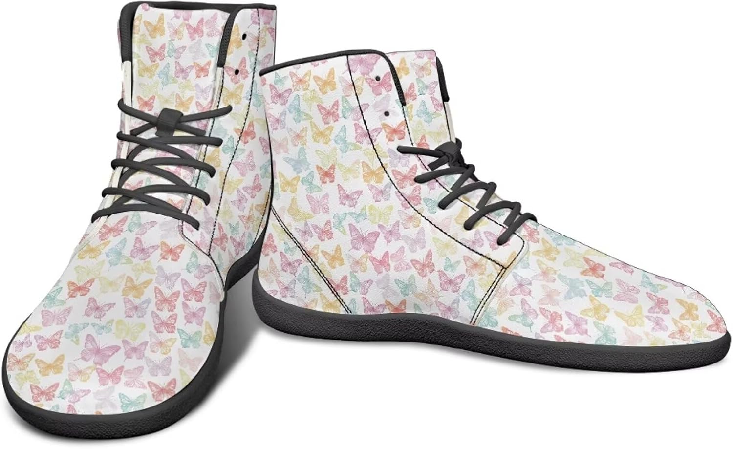 

Высокие кеды с узором бабочек, обувь типа босоножек с нулевым перепадом, широкие для мужчин - кроссовки с резиновой подошвой Watdotory, Beautiful Coloured Butterflies Print
