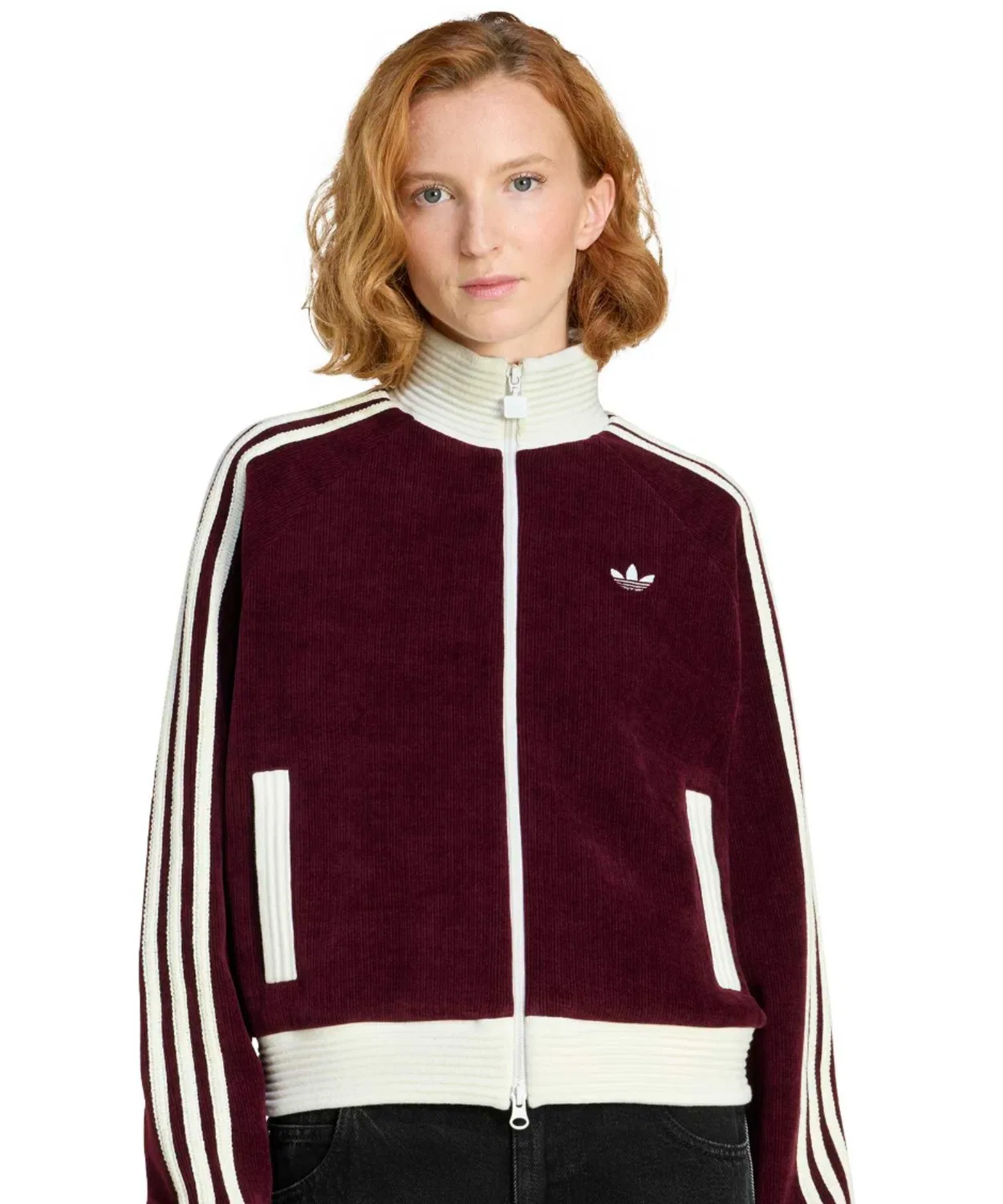 Толстовка трикотажная Adidas Velour Knit Track Top бордовый