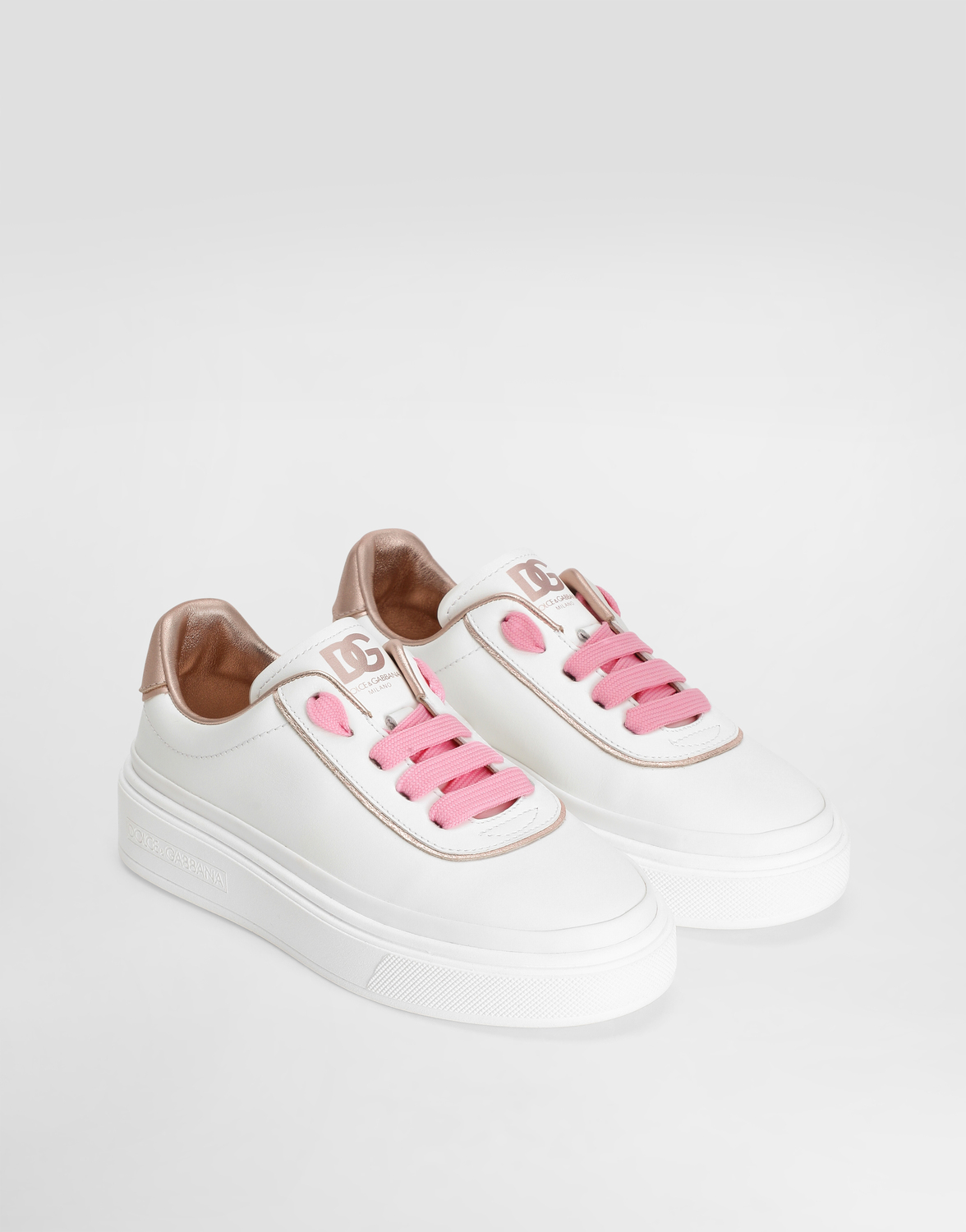 Кроссовки DG girlie up из наппы теленка и ламинированной кожи DOLCE & GABBANA, мультиколор — фото 2