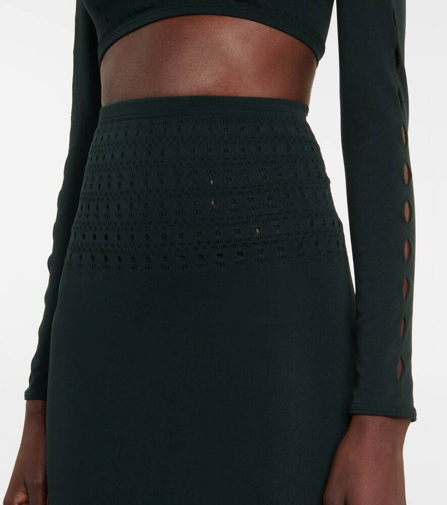 Техническая юбка миди с вырезами ALAÏA, зеленый — фото 4