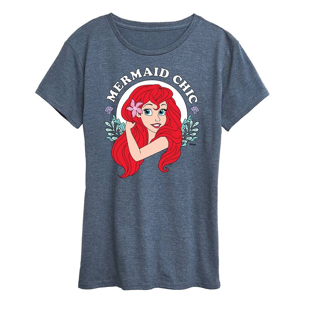 

Женская футболка с шикарным рисунком русалки Disney Princess Ariel, цвет Heather Blue