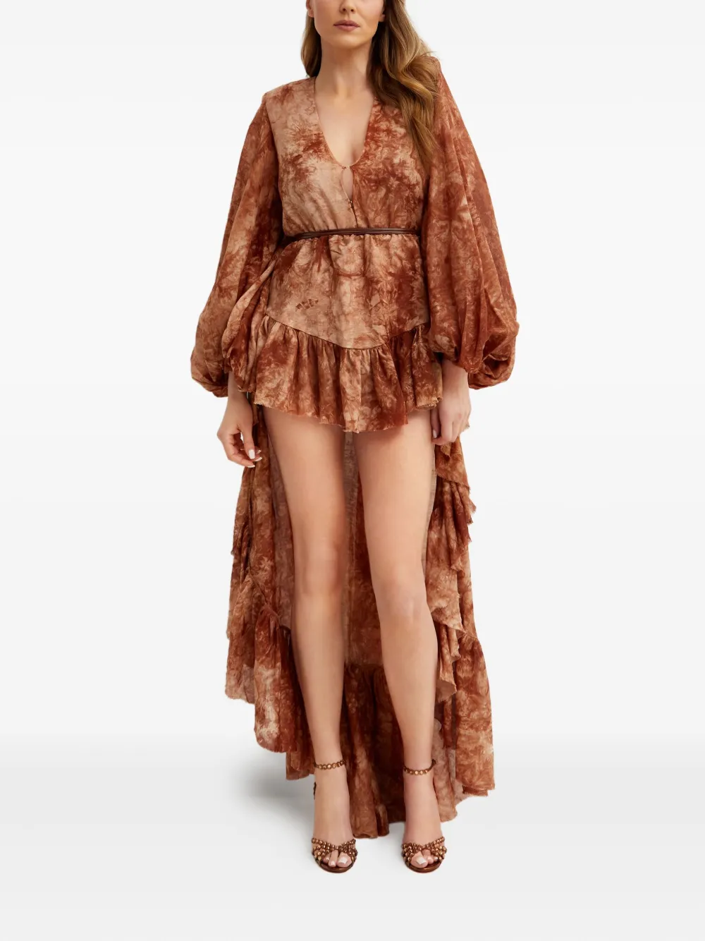

Платье Caleta с оборками и эффектом тай-дай Bronx And Banco, коричневый