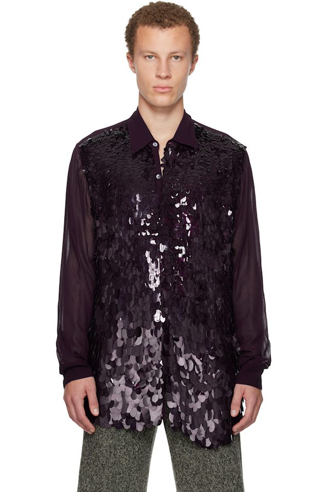 

Dries Van Noten Фиолетовая рубашка с пайетками