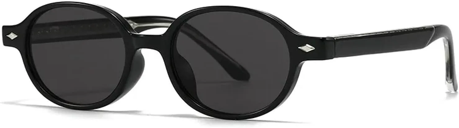 

Ретро-очки, качественные, маленькие овальные, женские, с защитой от УФ-излучения UV400, модные, с заклепками, мужские солнцезащитные очки TKKTLLT, C1 Black Black