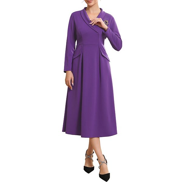 

Женское платье-блейзер с лацканами, v-образным вырезом и длинными рукавами Inspire Chic, Purple