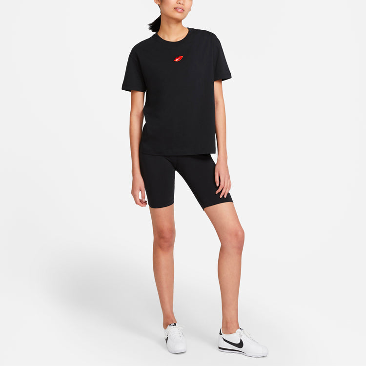 Футболка (WMNS) Nike Sportswear Casual Sports Round Neck Flaming Lips Short Sleeve Black T-Shirt DB9819-010 — фото 3