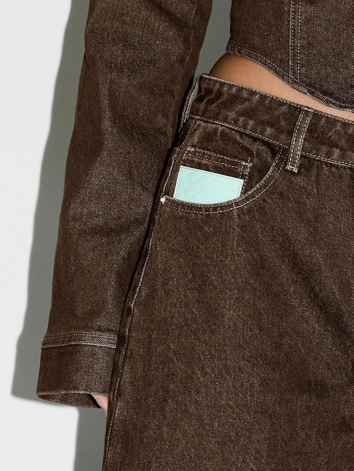 Джинсы с высокой талией, Baggy, Chocolate Brown — фото 4