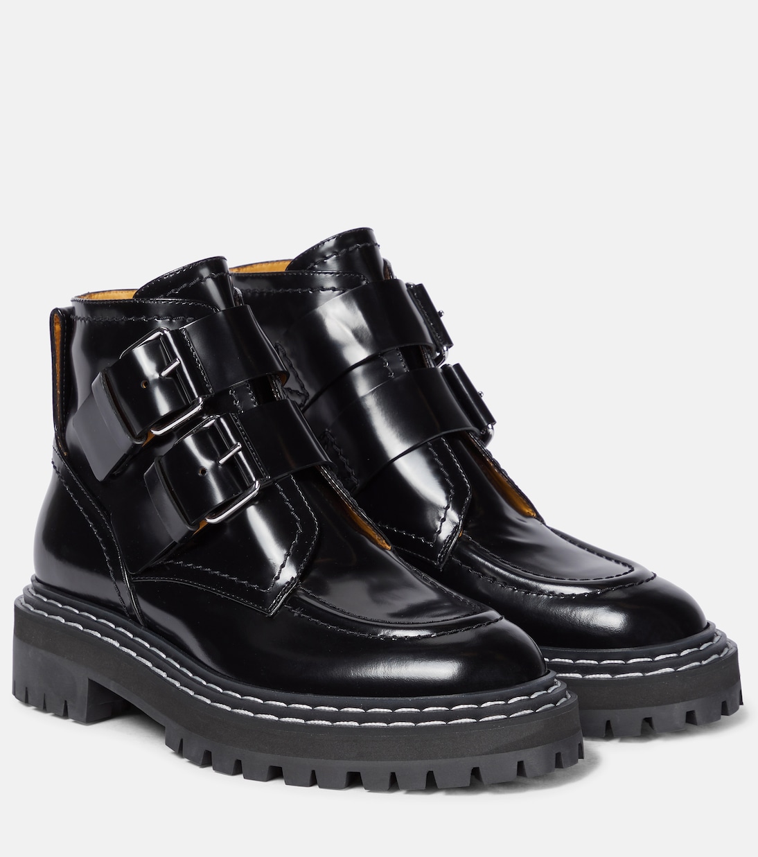 Кожаные байкерские ботинки Proenza Schouler, черный
