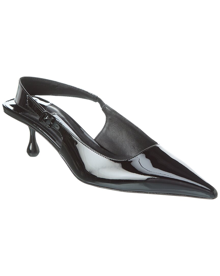 Патентованные туфли-лодочки Jimmy Choo Amel 50 с ремешком на пятке, черный