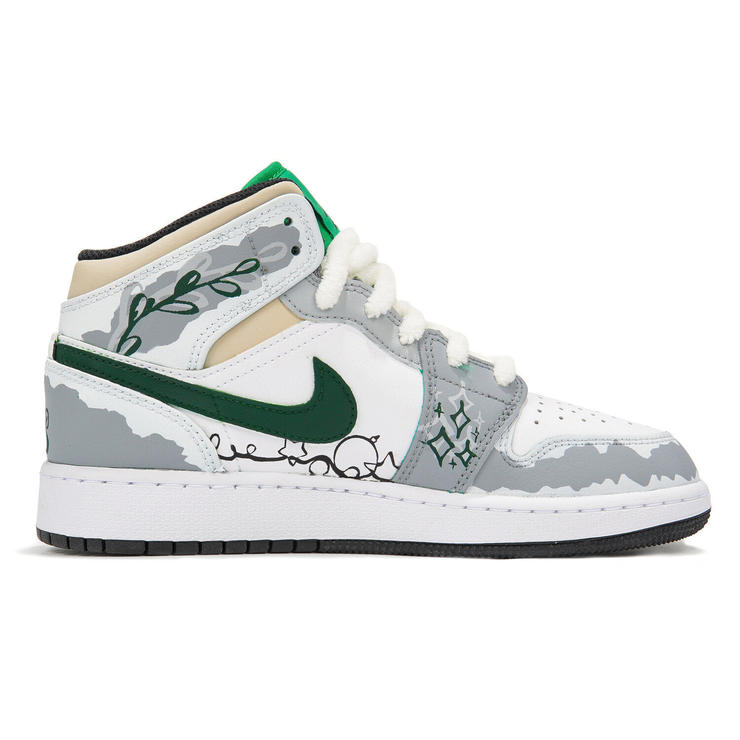 Кроссовки Air Jordan 1 Vintage Basketball Shoes Women's Mid-Top Gray White