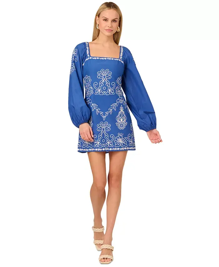 

Женское хлопковое платье-футляр с вышивкой by Adrianna Papell, мультиколор