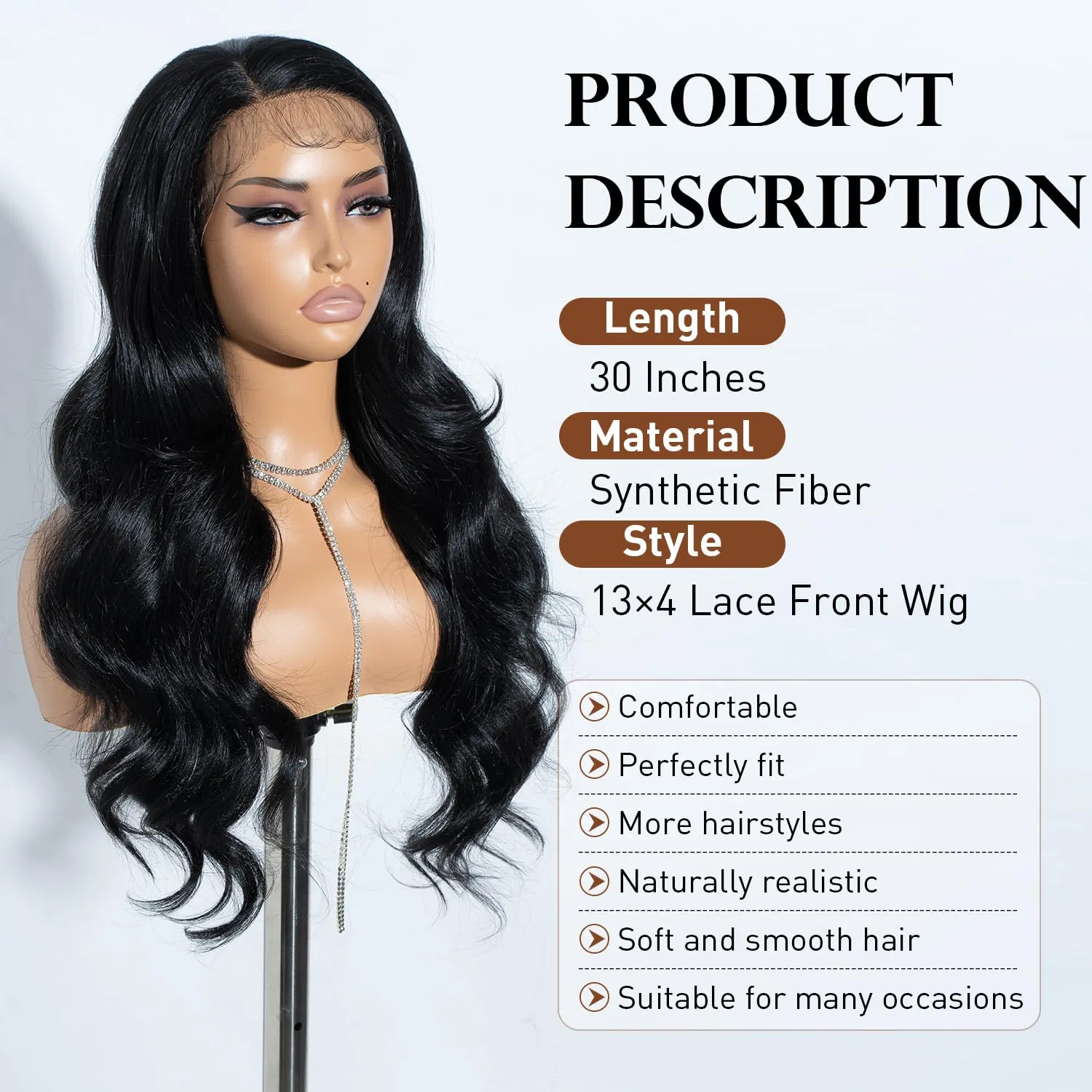 Синтетический парик «Body Wave» с HD-кружевом от Joedir Joedir, Black — фото 2