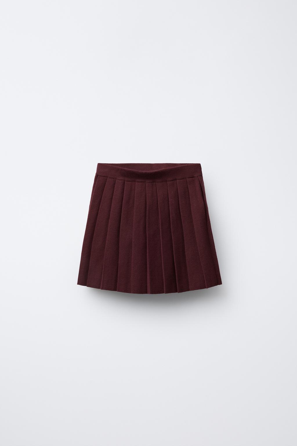 

Вязаная юбка в клетку в складку ZARA, розовый