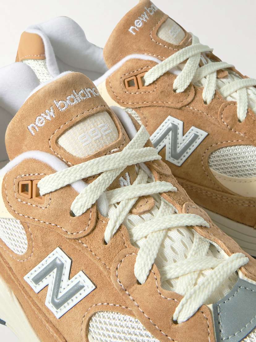 Кроссовки 992 core из замши, кожи и сетки New Balance, бежевый — фото 3