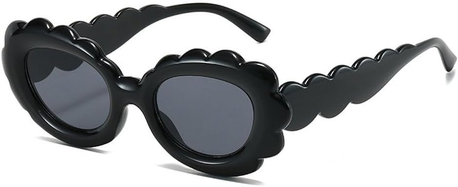 

Овальные солнцезащитные очки в форме цветка, желейного цвета, женские, модные, фиолетовые, зеленые, мужские, с защитой от УФ-излучения UV400, в стиле ретро SKFGNX, Black Gray