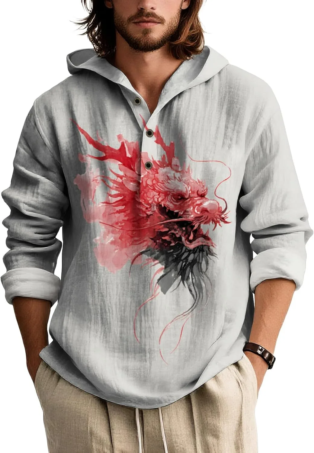 

Толстовка Dragon для мужчин, легкая повседневная с принтом китайского дракона Gchanao