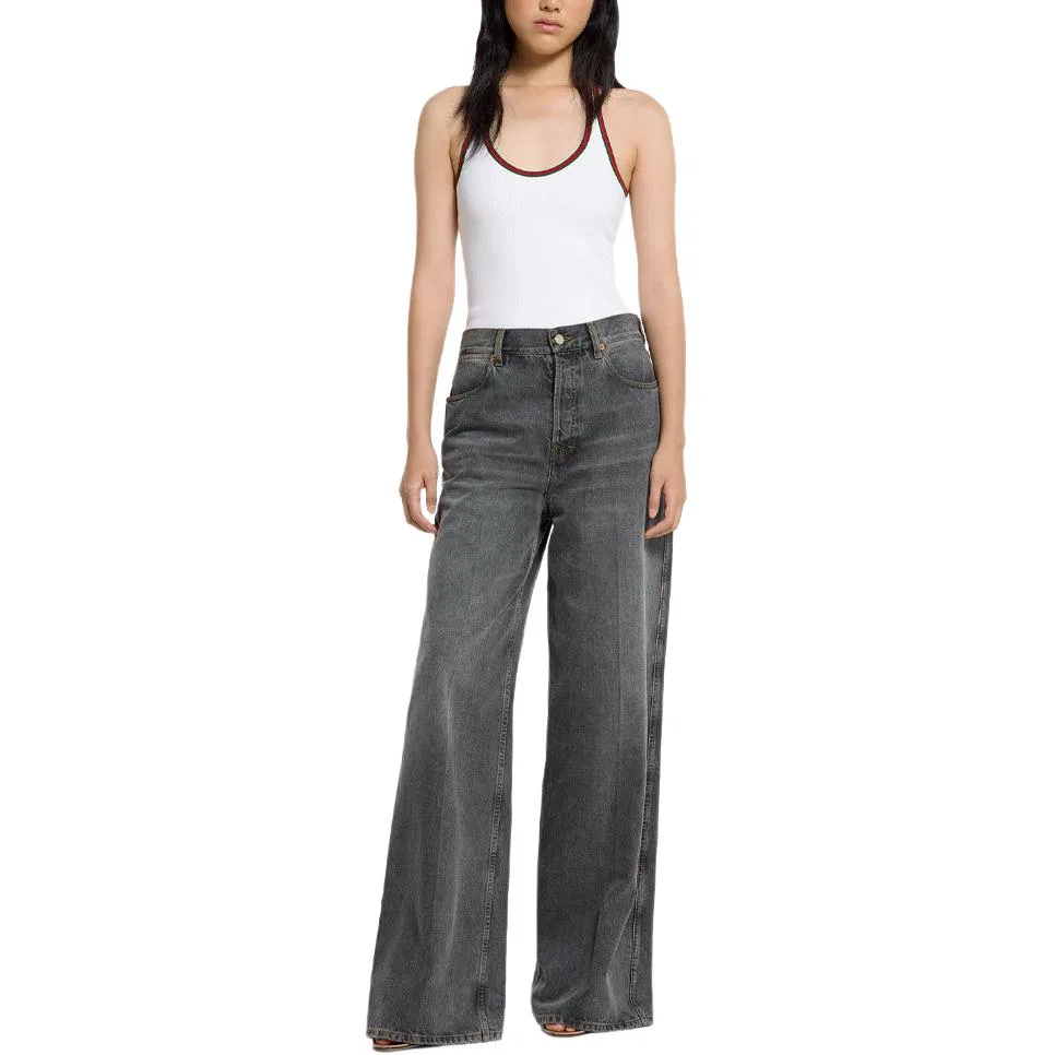 Топ-майка GUCCI Heavy Cotton Rib, плотный хлопковый риб, белый — фото 3