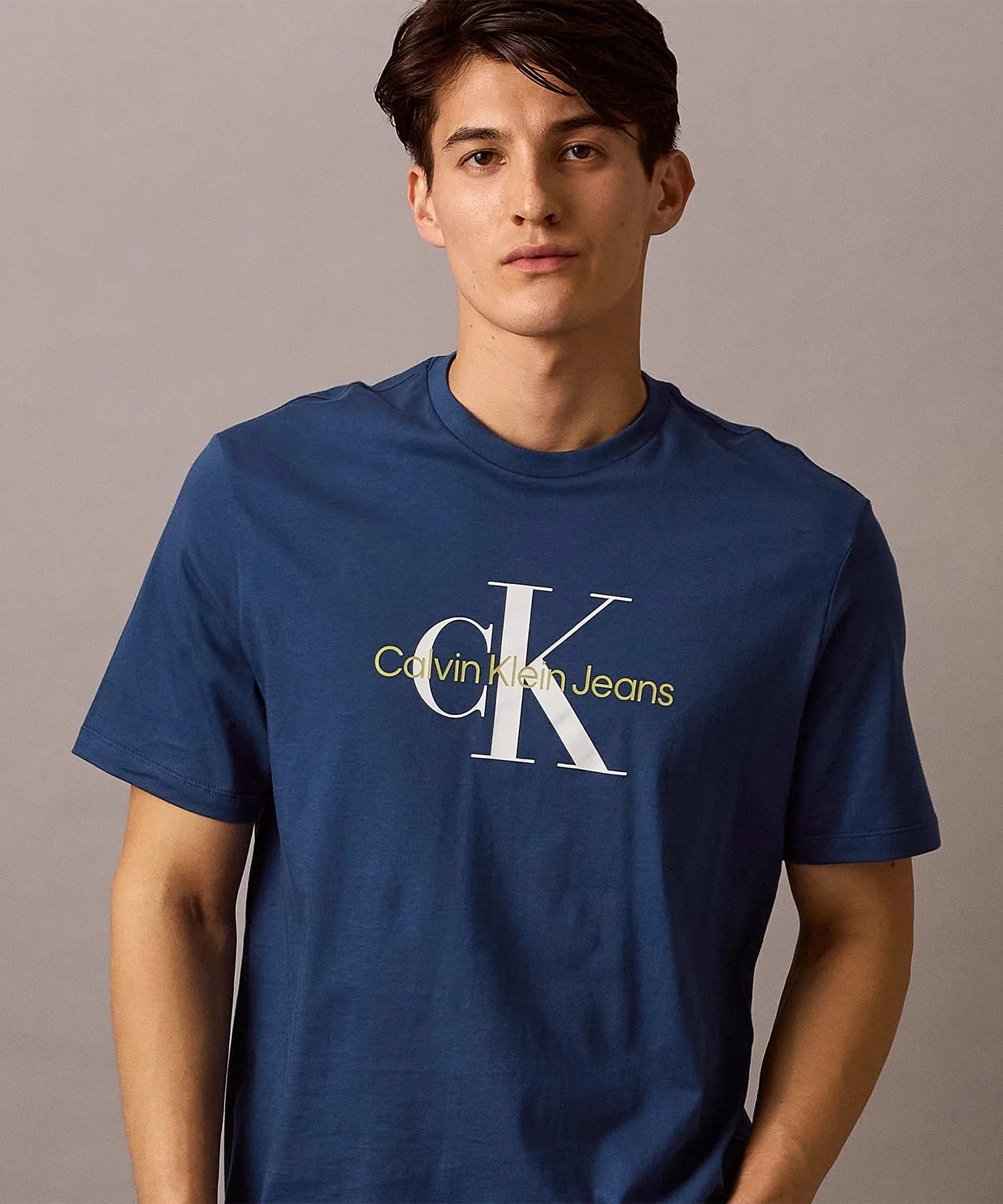 Унисекс футболка Calvin Klein с монологотипом, хлопок, тёмно-синяя