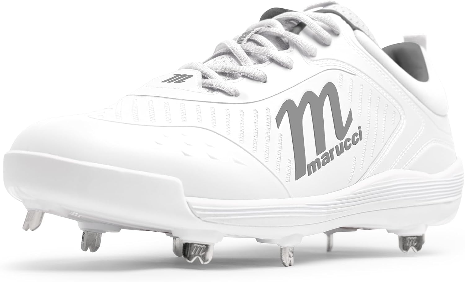 Бейсбольные бутсы Marucci CFT Low Height из металла для мужчин, бейсбольная обувь для мужчин, надежная регулируемая посадка, комфорт и сцепление для высокой производительности, легкие, долговечные, белый