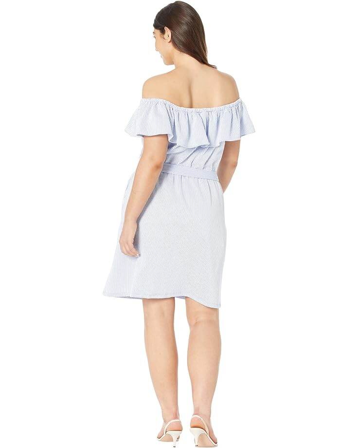

Платье Michael Kors Plus Size Ruffle Neck Midi Dress, цвет Crew Blue