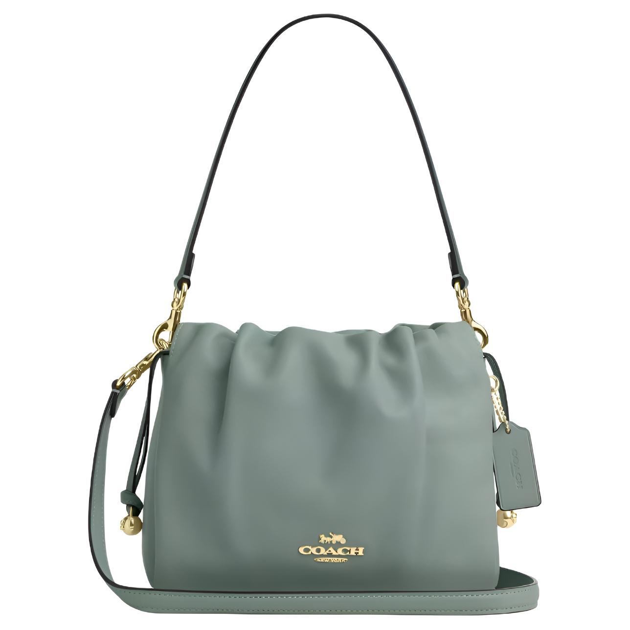 

COACH Кожаная сумка, маленькая женская сумка через плечо серо-зеленая