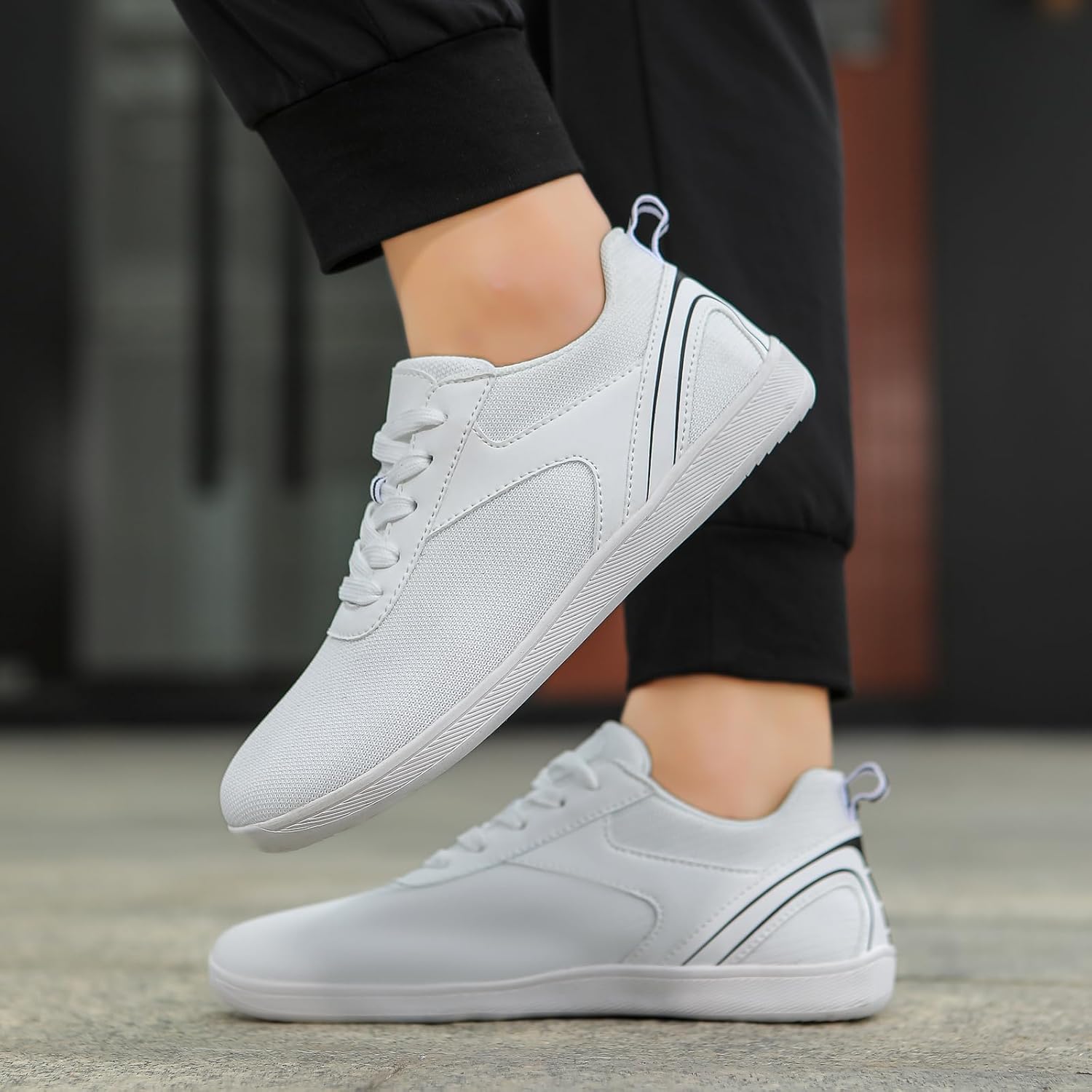 Женские кроссовки Wiede Toe Box с минималистичным дизайном для ходьбы, удобная подошва с нулевым перепадом, обувь-босоножки, легкие, из дышащей сетки, на плоской подошве, без шнурков Wabkderpu, белый — фото 4