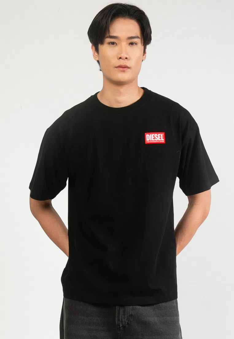 Футболка с логотипом, короткий рукав, Box Logo Diesel, черный