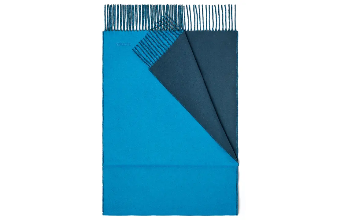 HERMES Вязаный шарф мужской небесно-голубой морской синий, Sky Blue Marine Blue — фото 4