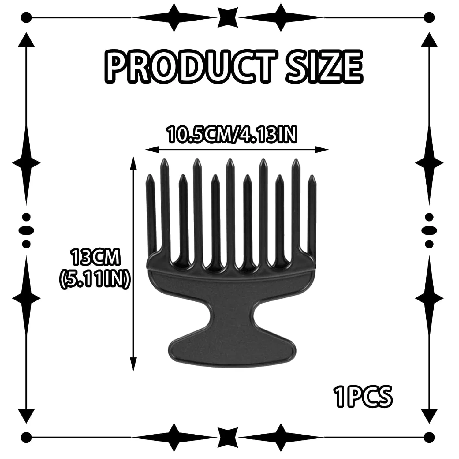 Расческа для кудрявых волос Finger Styler Afro Comb, черная Daaiziii — фото 2