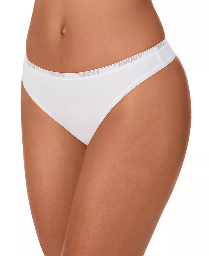 

Женские хлопковые стринги с низкой талией DK8461 DKNY, белый