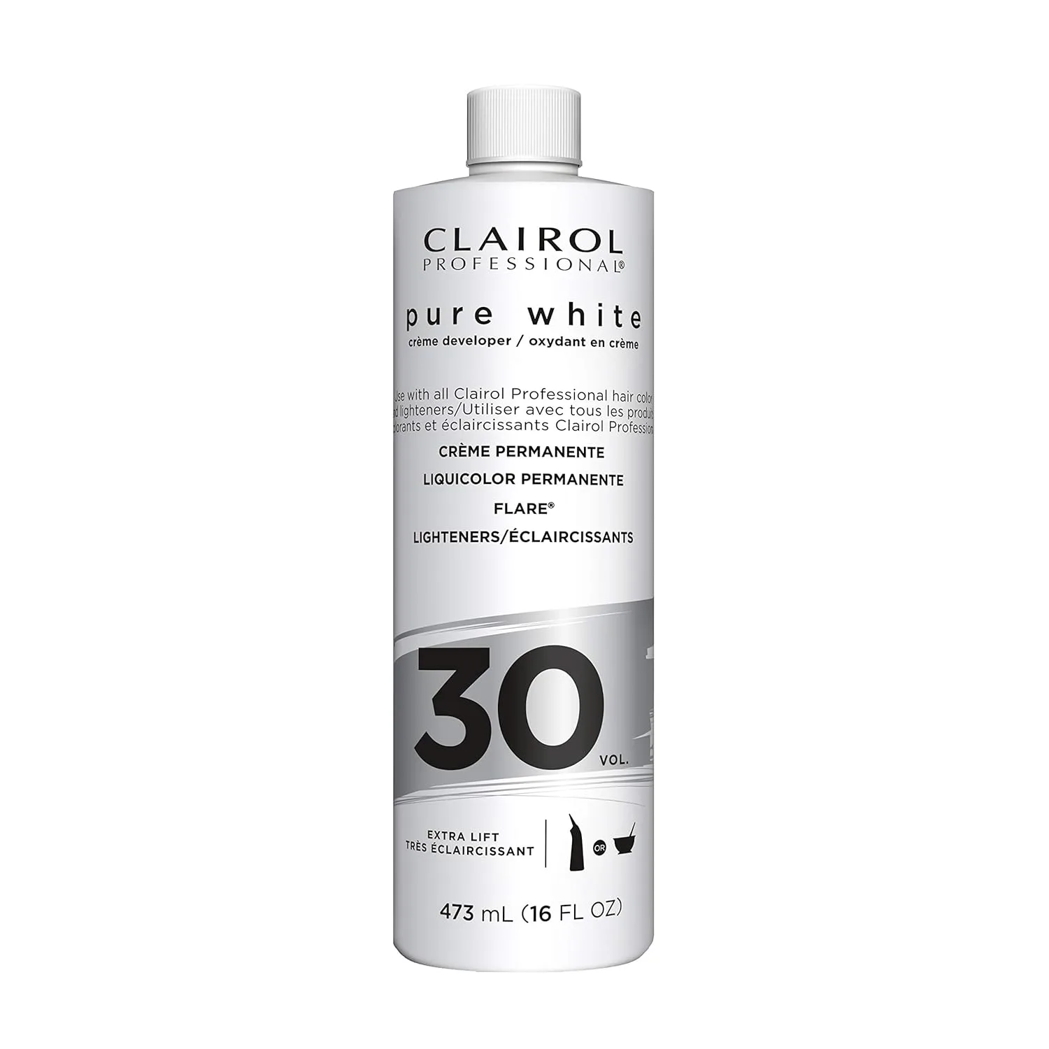 Осветляющий и закрашивающий седину блендер Clairol Professional Pure White 30 Volume 473 мл (2 шт.), White — фото 2