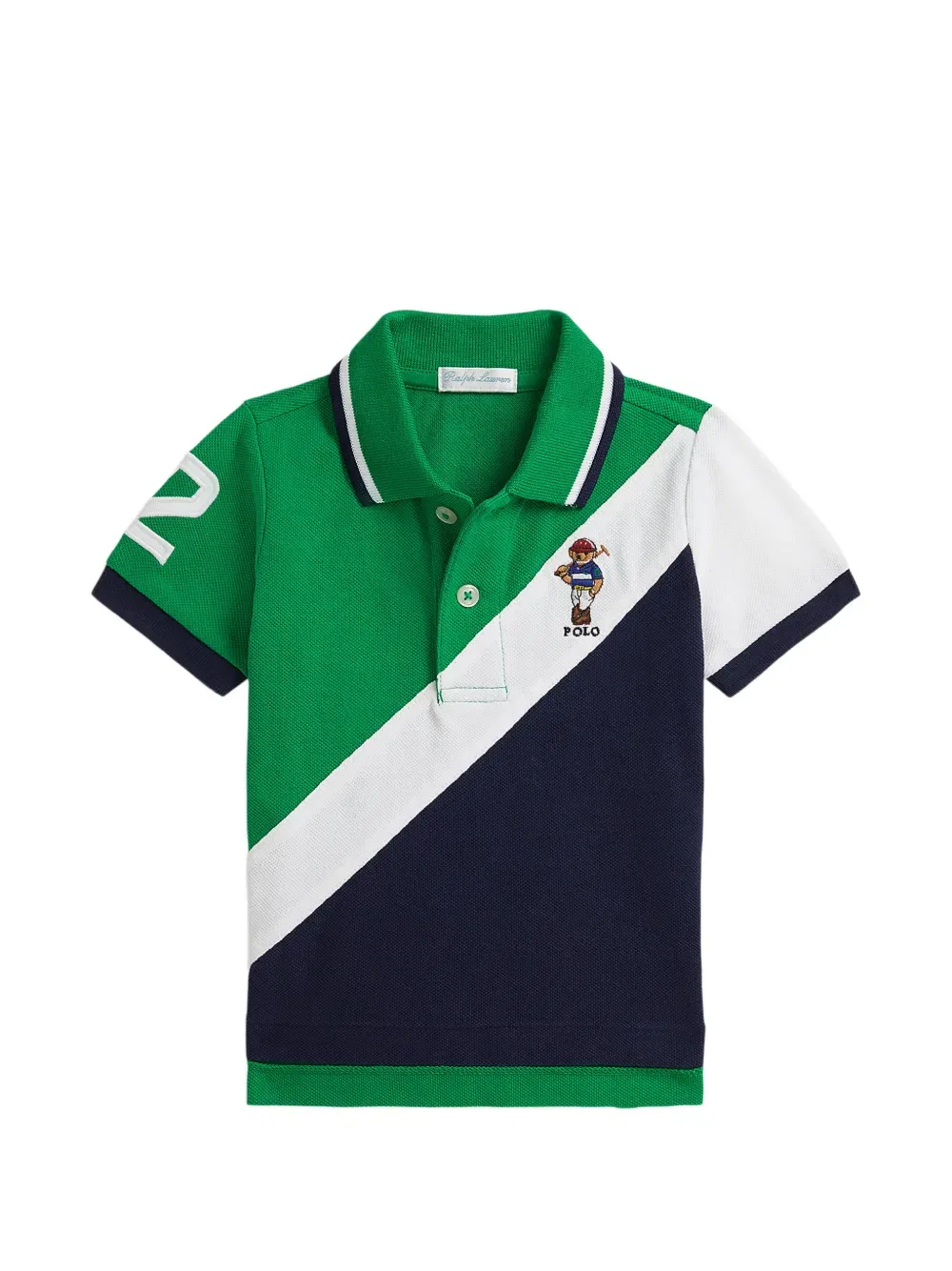 Поло с вышивкой в стиле колорблок Polo Ralph Lauren Kids, зеленый