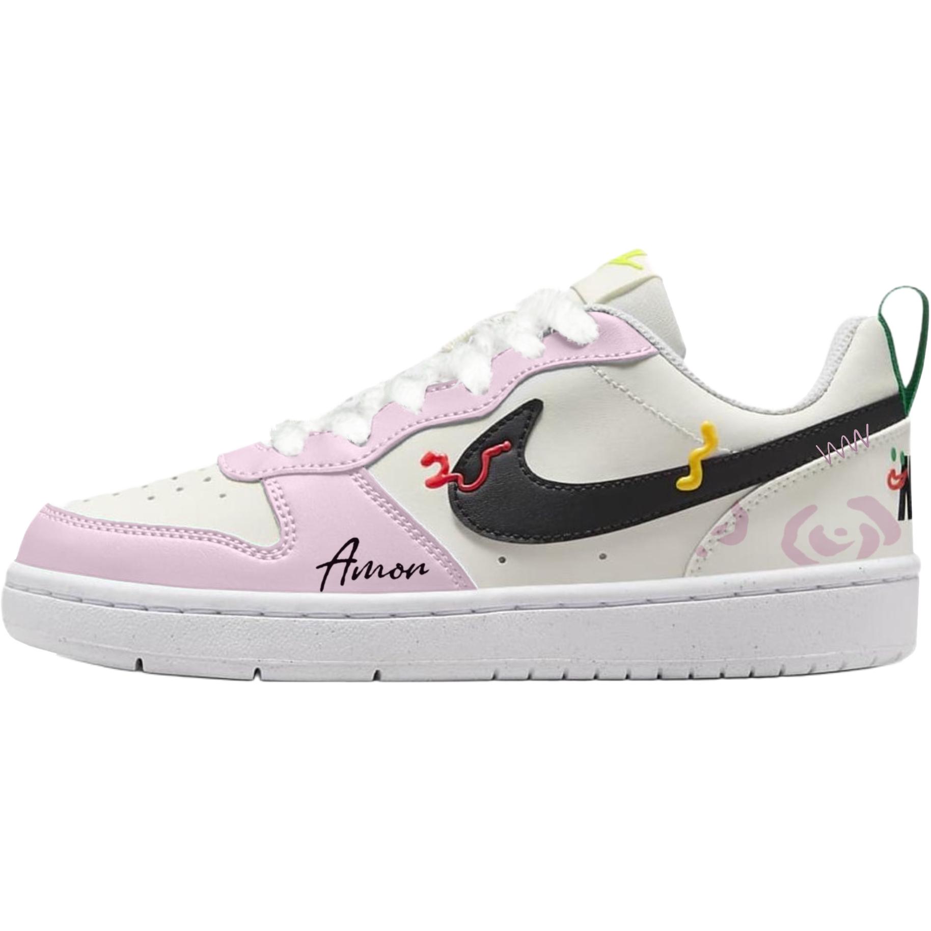 

Nike Детские кроссовки для скейтбординга Court Borough Roselle Rose с нескользящей подошвой, износостойкие, белые, для подростков