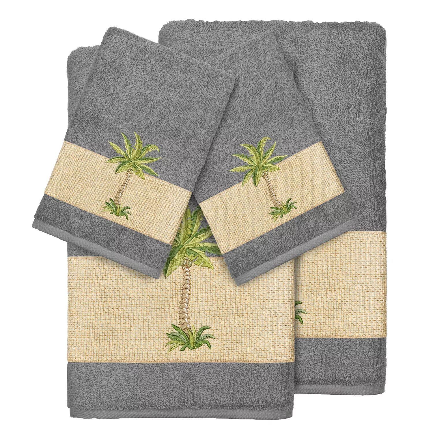 

Linum Home Textiles Набор из 4 банных полотенец с украшением Colton, темно-серый