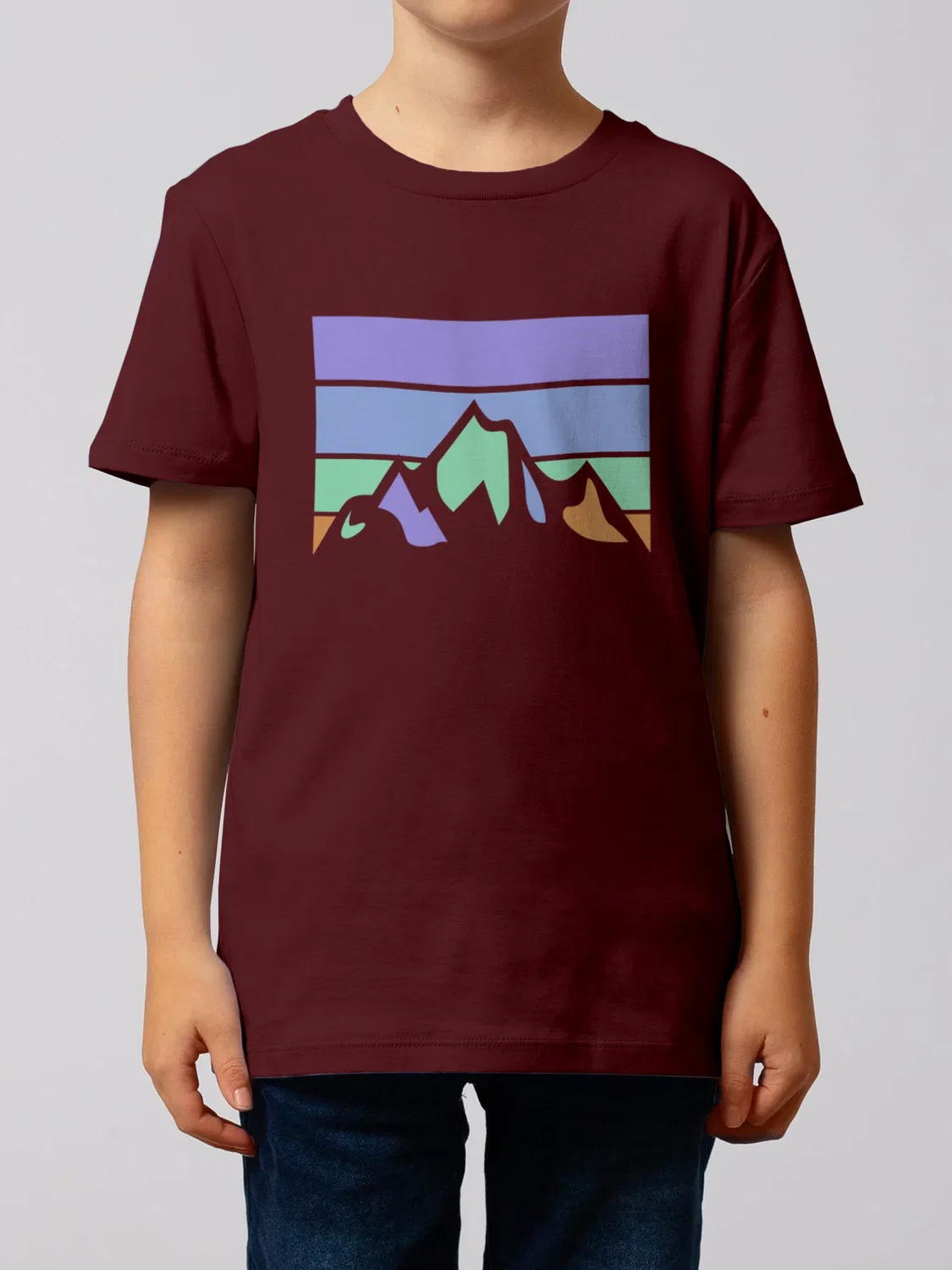 Детское футболка ретро ландшафт, Wat? Apparel, бордовый