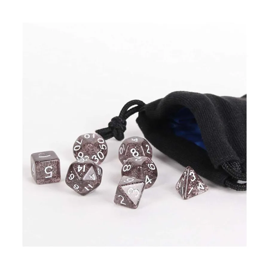 

Черная блестка с белым (7), Dice - 7 Piece Poly Sets - Glitter/Sparkle (Easy Roller Dice)