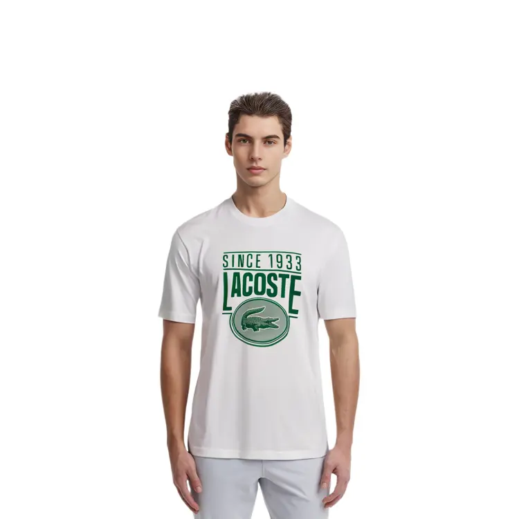 Футболка мужская Lacoste, повседневная классическая модель, белый — фото 2