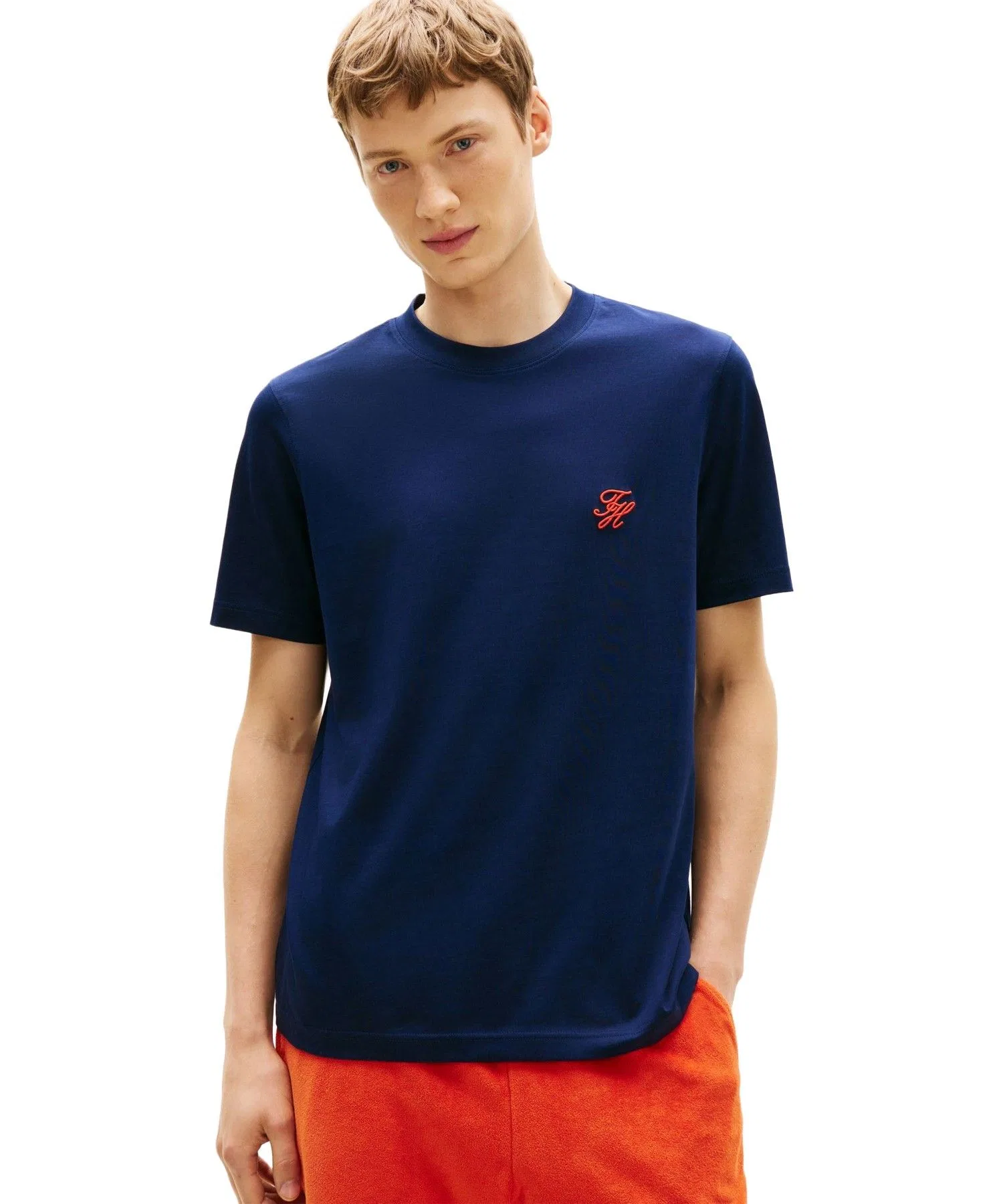 Мужская футболка с монограммой TOMMY HILFIGER тёмно-синяя