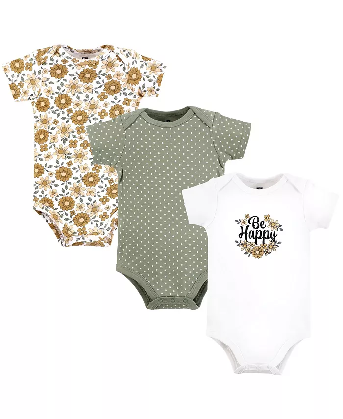 

Удобные повседневные хлопковые боди Hudson для девочек, упаковка 3 шт Hudson Baby, желтый