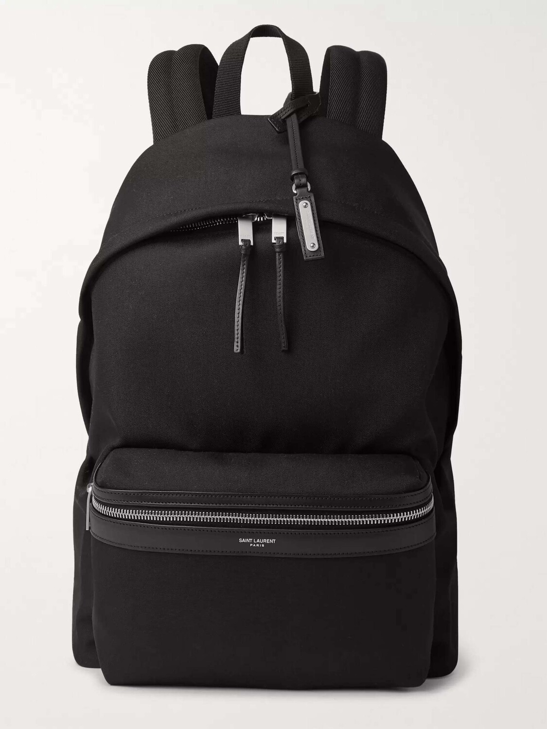 

Холщовый рюкзак с кожаной отделкой SAINT LAURENT, черный