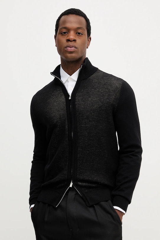 

Шерстяной кардиган Boss, черный