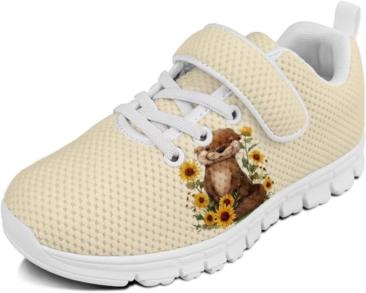 

Кроссовки с животным принтом для мальчиков и девочек, обувь для ходьбы, модный дизайн, с одной пряжкой, теннисные кроссовки, дышащие, легкие, идеальные для детей Watdotory, Otter Sunflower