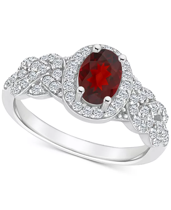 

Кольцо с ореолом из серебра 925 пробы с родолитом, голубым топазом (1 карат tw) и белым топазом (1/2 карата tw) (также с цитрином, голубым топазом, аметистом и перидотом) Macy'S, garnet