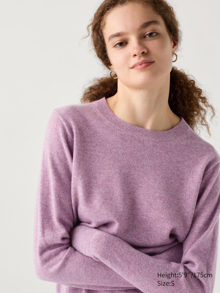 

Джемпер с круглым вырезом из 100% кашемира Uniqlo, цвет 73 фиолетовый